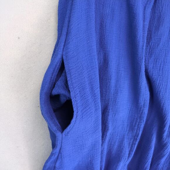 Soft Surroundings Cotton Gauze A-Line Dress Sz PXS Periwinkle Blue V-Neck Casual - Picture 8 of 10